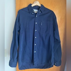 Navy Blue Columbia Long Sleeve Cotton Button Up Shirt size M
